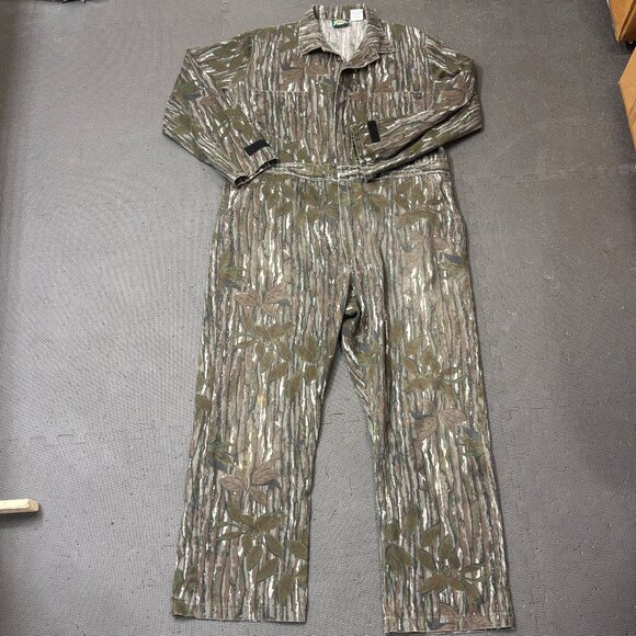 Vintage Realtree Coveralls Mens XL Tall Brown Camo Jumpsuit Hunting Cabelas